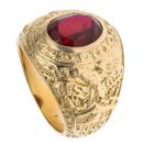 14ct Yellow Gold Created Ruby College Ring