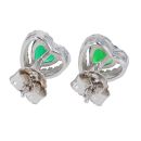 Silver Cubic Zirconia And Green Gemstone Heart Cluster Stud Earrings by Icesia