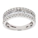 18ct White Gold 1.00ct Diamond Three Row Ring
