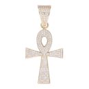 9ct Yellow Gold Cubic Zirconia Ankh Cros Pendant