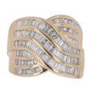 14ct Yellow Gold 1.25ct Baguette Cut Diamond Crossover Ring