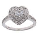 18ct White Gold 1.00ct Brilliant and Heart Cut Diamond Heart Cluster Ring