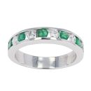 9ct White Gold Diamond And Emerald Half Eternity Ring by Anya Belle