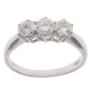 18ct White Gold 1.00ct Brilliant Cut Diamond Trilogy Ring