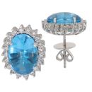 18ct White Gold 0.60ct Brilliant Cut Diamond and Blue Topaz Cluster Stud Earrings
