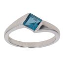 9ct White Gold Blue Topaz Single Stone Ring
