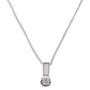 18ct White Gold 0.10ct Diamond Solitaire Pendant and Chain 18"