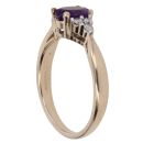9ct Yellow Gold 0.12ct Diamond And Created Amethyst Ring