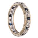9ct Yellow and White Gold 0.05ct Diamond and Sapphire Eternity Ring