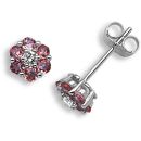 18ct White Gold Diamond 0.10ct Ruby 0.59ct Stud Earrings