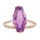 9ct Yellow Gold Amethyst Single Stone Ring