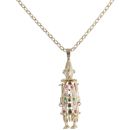 9ct Yellow Gold Cubic Zirconia and Multi Gemstone Clown Pendant and Chain 26"