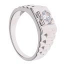 Silver Cubic Zirconia Solitaire Watch Strap Ring