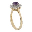 18ct Yellow Gold 0.15ct Single Cut Diamond and Amethyst Cluster Ring