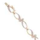 9ct Yellow and White Gold Diamond Fancy Bracelet 7"