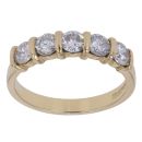 18ct Yellow Gold 0.90ct Brilliant Cut Five Stone Diamond Ring