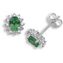 18ct White Gold Diamond 0.18ct Emerald 0.67ct Stud Earrings