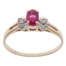 9ct Yellow Gold 0.05ct Diamond and Ruby Single Stone Ring