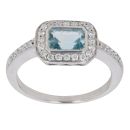 18ct White Gold 0.30ct Brilliant and Emerald Cut Diamond and Blue Topaz Fancy Ring