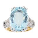 18ct Yellow And White Gold Aquamarine And Diamond Ring