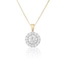 9ct Yellow Gold 1.00ct Lab Grown Diamond Halo Pendant Necklace G VS And