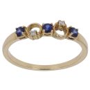 18ct Yellow Gold 0.02ct Brilliant Cut Diamond and Sapphire Fancy Ring