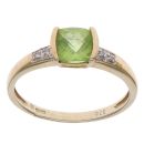 9ct Yellow Gold 0.02ct Brilliant Cut Diamond and Peridot Solitaire Ring