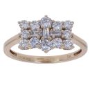 9ct Yellow Gold 1.00ct Brilliant and Baguette Cut Lab Grown Diamond Cluster Ring