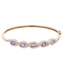 9ct Yellow Gold 0.05ct Diamond and Amethyst Hinged Bangle