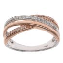 9ct White and Rose Gold 0.15ct Diamond Crossover Ring