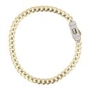 14ct Yellow Gold Monaco Classic Pave Lock Curb Bracelet 6.5"