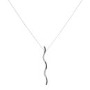 9ct White Gold 0.05ct Diamond Wave Pendant And Chain 18"