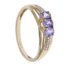 14ct Yellow Gold 0.02ct Diamond and Tanzanite Three Stone Ring