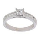 18ct White Gold 0.65ct Brilliant and Princess Cut Diamond Solitaire Ring