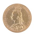 1891 Victoria Jubilee Head UK Full Sovereign Coin
