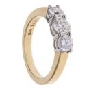 18ct Yellow Gold 1.00ct Brilliant Cut Diamond Graduated Trilogy Ring