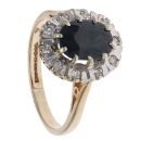 9ct Yellow Gold 0.10ct Diamond and Sapphire Cluster Ring