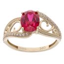 14ct Yellow Gold Red Gemstone Fancy Ring