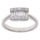 18ct White Gold 0.65ct Baguette and Brilliant Cut Diamond Three Row Fancy Ring