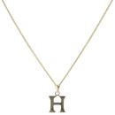 9ct Yellow Gold H initial Pendant and Foxtail Chain 18"