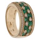 14ct Yellow Gold 0.30ct Brilliant Cut Diamond and Emerald Fancy Ring