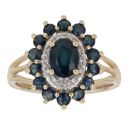 9ct Yellow Gold 0.08ct Diamond and Sapphire Cluster Ring