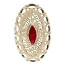14ct Yellow Gold Marquise Red Stone Set Ring