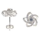 Silver Cubic Zirconia Swirl Stud Earrings By Icesia