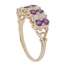 9ct Yellow Gold Amethyst and Opal Two Row Ring