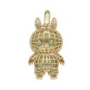 14ct Yellow Gold Green Gemstone Bunny Pendant