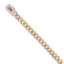 14ct Yellow Gold Monaco Classic Pave Lock Curb Bracelet 7"
