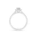 9ct White Gold 1.20ct Emerald Cut Lab Grown Diamond Halo And Shoulder Ring