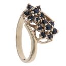 9ct Yellow Gold Sapphire Double Cluster Ring