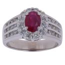 14ct White Gold 0.80ct Brilliant Cut Diamond and Ruby Cluster Ring